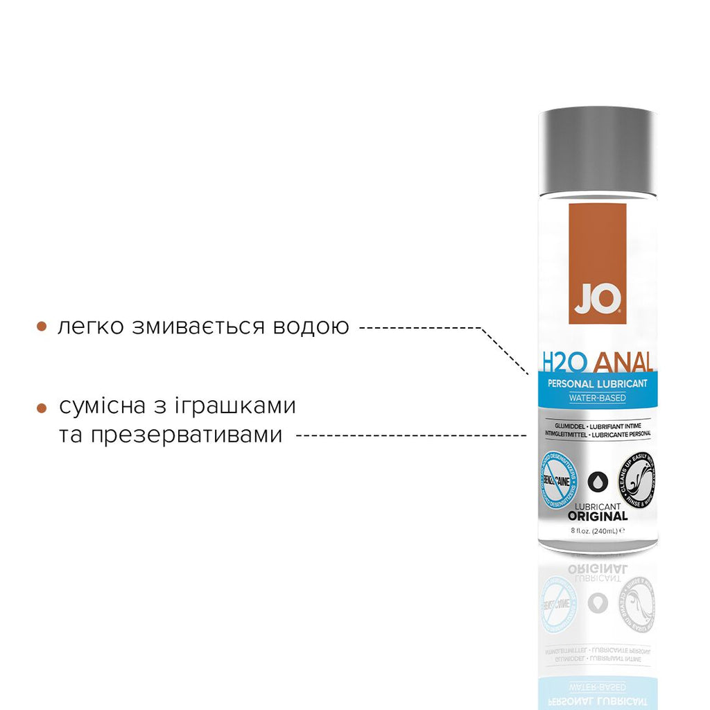 JO (США) Анальна змазка JO ANAL H2O — ORIGINAL (240 мл) на водній основі, рослинний гліцерин
