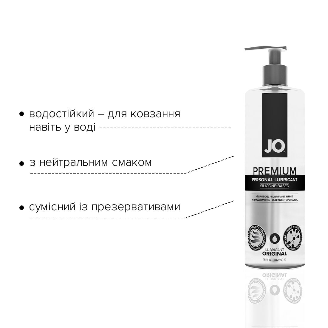 JO (США) Лубрикант на силіконовій основі JO PREMIUM — ORIGINAL (480 мл) без консервантів