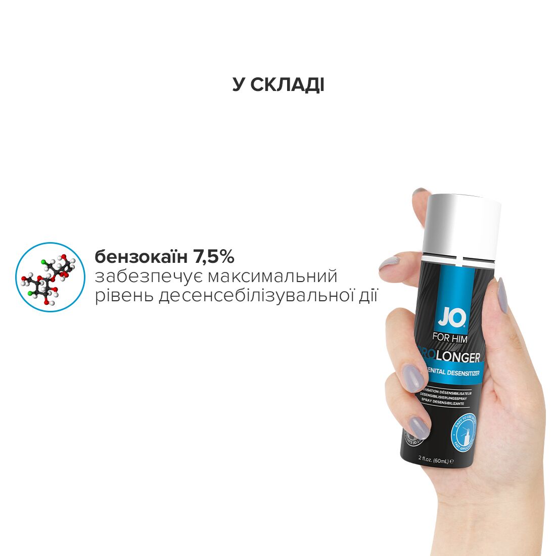 JO (США) Пролонгувальний спрей JO Prolonger Spray with Benzocaine (60 мл) не містить мінеральних масел