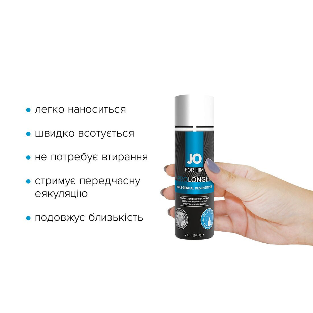 JO (США) Пролонгувальний спрей JO Prolonger Spray with Benzocaine (60 мл) не містить мінеральних масел