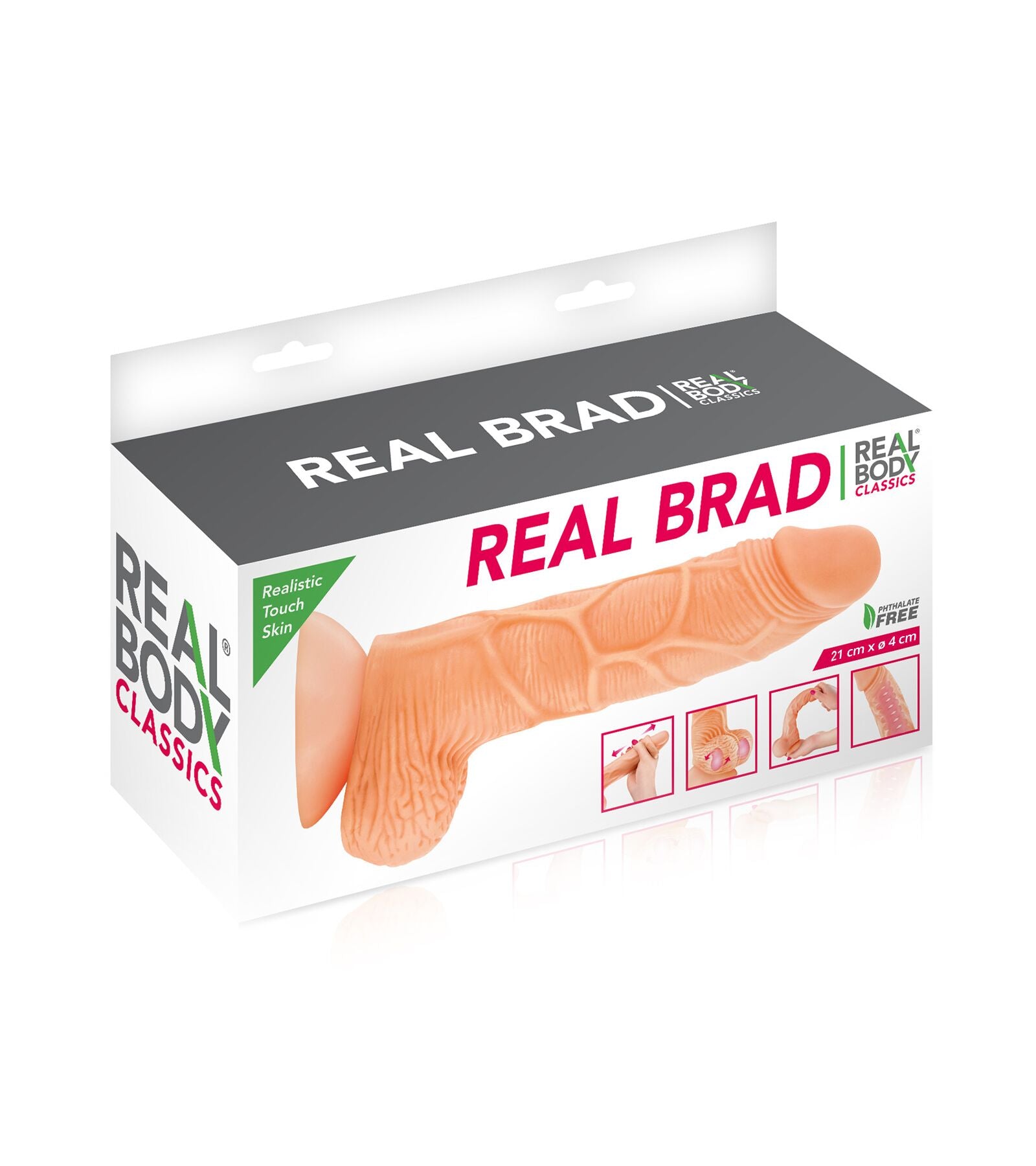 Real Body (Франція) Фалоімітатор із рухомою крайньою плоттю Real Body — Real Brad, діаметр 4 см, TPE
