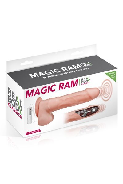 Real Body (Франція) Фалоімітатор-пульсатор із вібрацією Real Body — Magic Ram, діаметр 4 см, рух вперед-назад