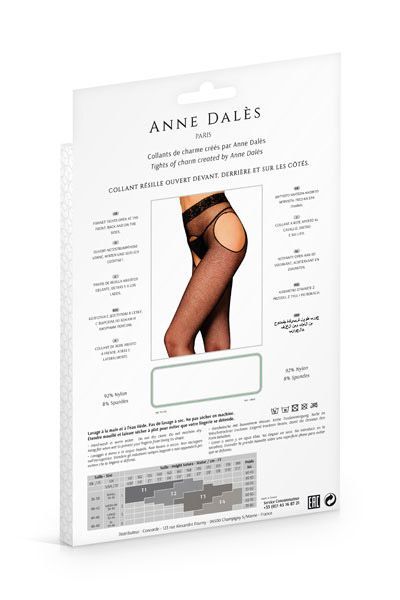 Anne De Ales (Франція) Колготки-панчохи з поясом Anne De Ales MORGANE T2 Black, дрібна сіточка, з доступом