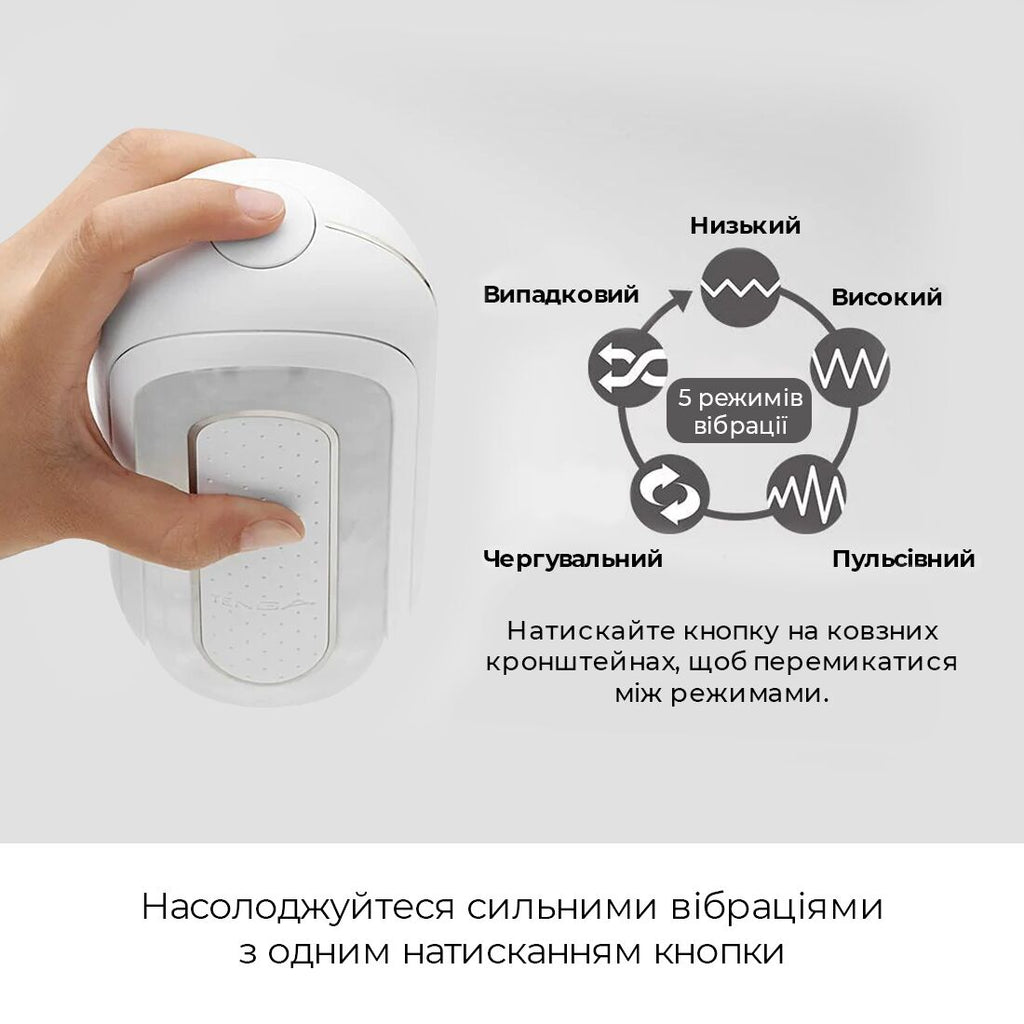Tenga (Япония) Вібромастурбатор Tenga Flip Zero Electronic Vibration White, змінна інтенсивність, розкладний