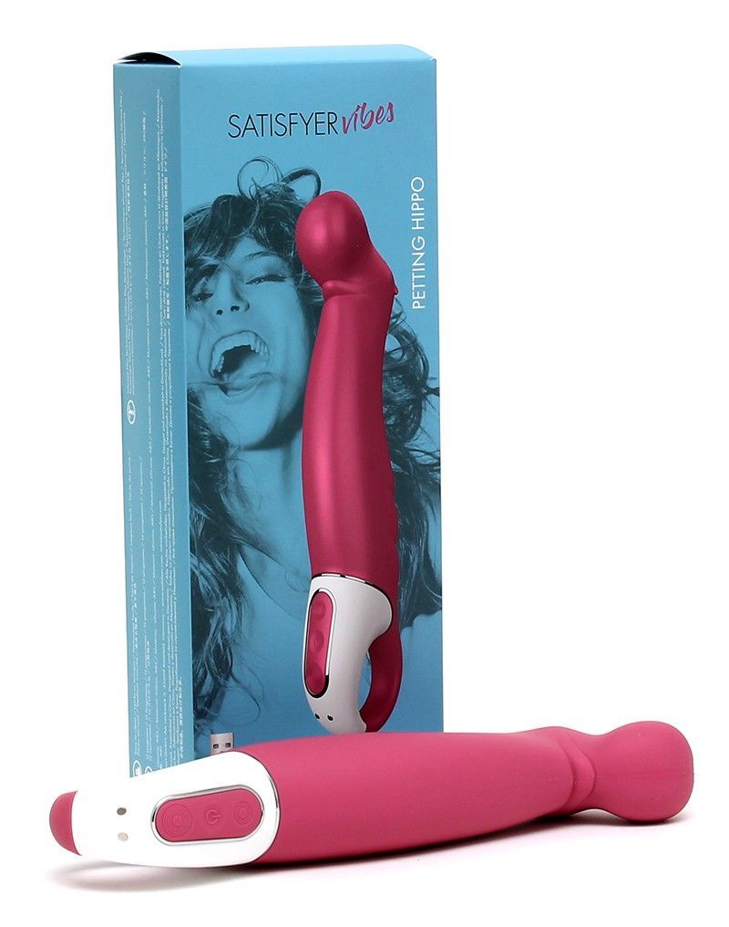 Мощный вибратор Satisfyer Vibes Petting Hippo с гибким стволом, литиевый силикон, 12 режимов