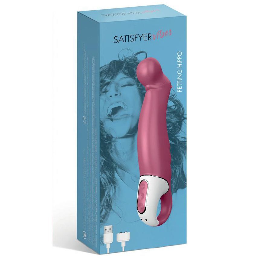 Мощный вибратор Satisfyer Vibes Petting Hippo с гибким стволом, литиевый силикон, 12 режимов