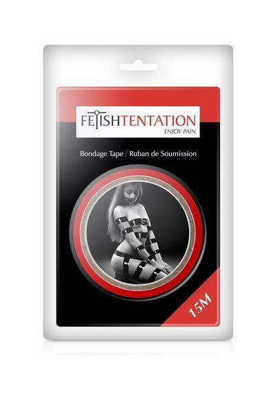Скотч для бондажа Fetish Tentation Red (15 м), не липнет к коже и волосам, липнет только сам к себе