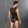 JSY (Китай) Чоловічий еротичний костюм "Романтичний Стівен" One Size Black: напівпрозорі трусики і маєчка