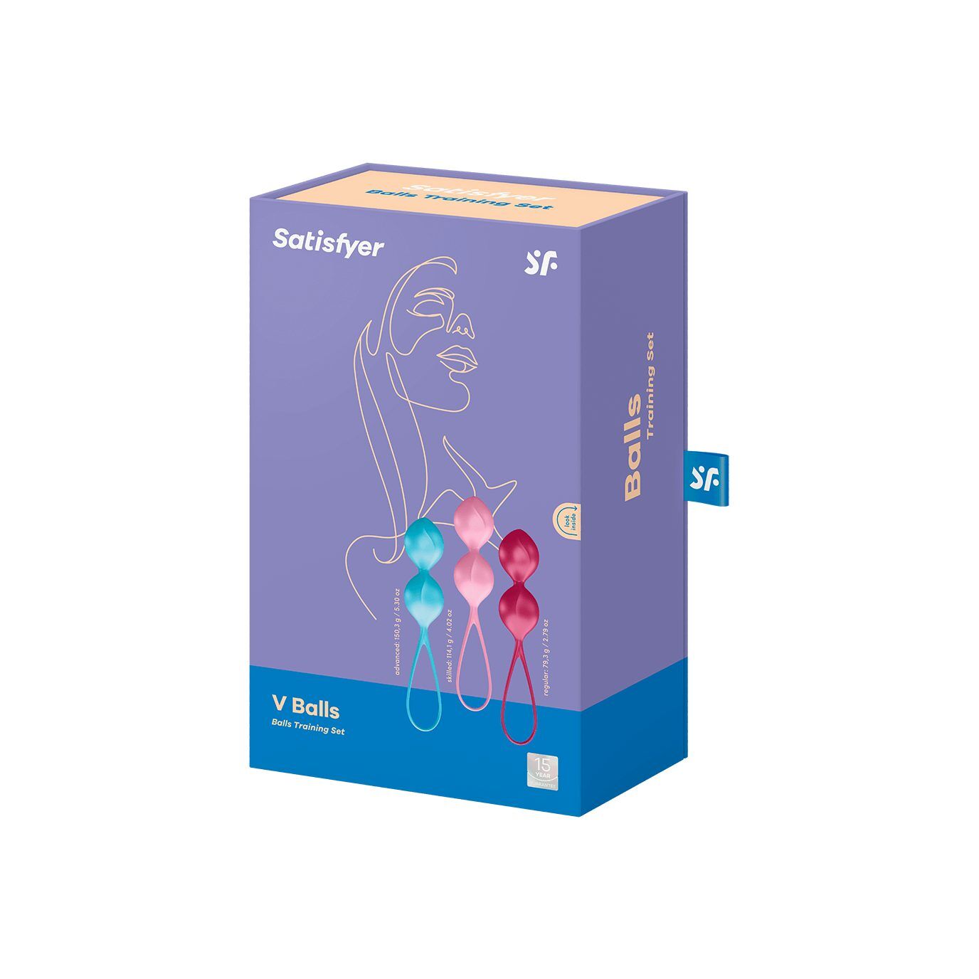 Satisfyer (Німеччина) Вагінальні кульки Satisfyer V Balls (3 пари), діаметр 3,4 см, маса 79-114-150г, монолітні
