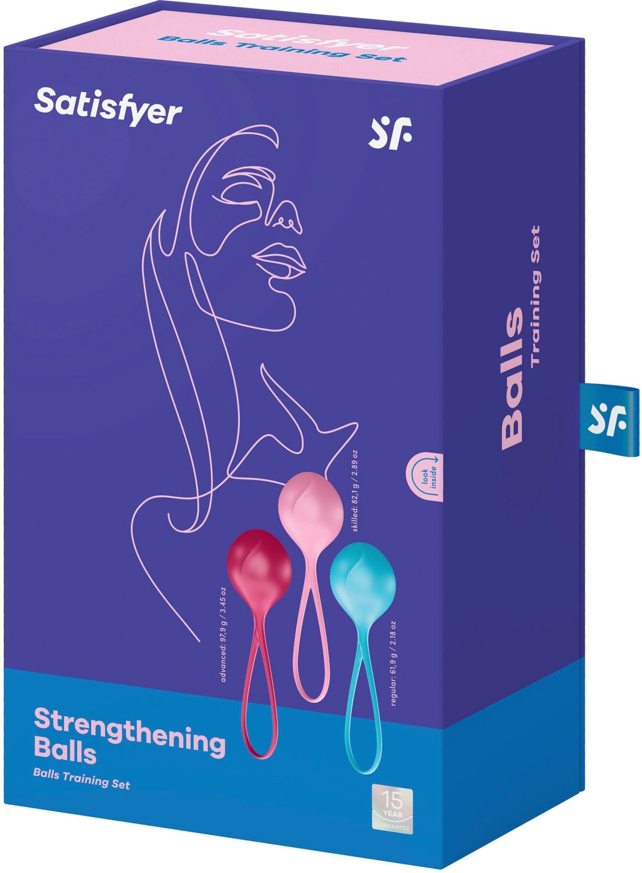 Satisfyer (Німеччина) Вагінальні кульки Satisfyer Strengthening Balls (3шт), діаметр 3,8 см, маса 62-82-98г, монолітні