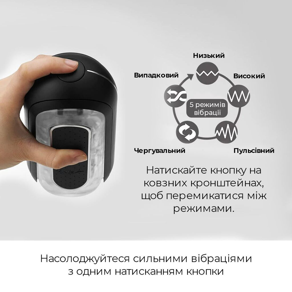 Tenga (Япония) Вібромастурбатор Tenga Flip Zero Electronic Vibration Black, змінна інтенсивність, розкладний