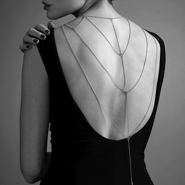 Bijoux Indiscrets (Іспанія) Ланцюжок для спини Bijoux Indiscrets Magnifique Back and Cleavage Chain - Silver, прикраса для тіла