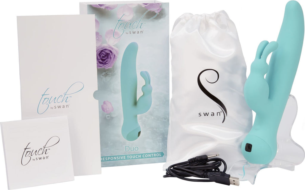 Swan (Канада) Вібратор-кролик з сенсорним управлінням і ротацією Touch by SWAN - Duo Teal, глибока вібрація