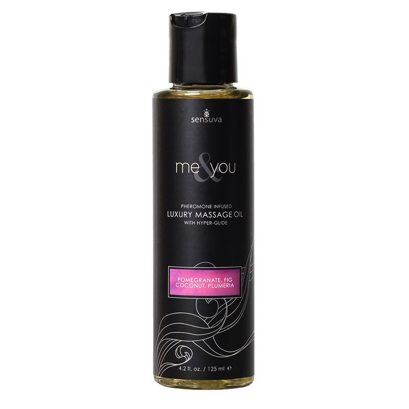Sensuva (США) Масажна олія Sensuva Me&You Pomegranate, Fig, Coconut & Plumeria (125 мл) з феромонами