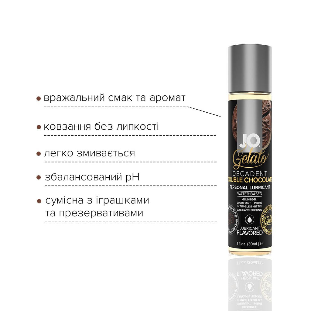 JO (США) Змазка на водній основі JO GELATO Double Chocolate (30 мл) без цукру, парабенів та гліколю