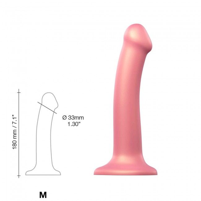 Strap-On-Me (Франція) Насадка для страпону Strap-On-Me Mono Density Dildo Rose M, діам. 3,3 см, одношаровий силікон, гнучк