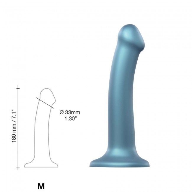 Strap-On-Me (Франція) Насадка для страпону Strap-On-Me Mono Density Dildo M Blue, діам. 3,3 см, одношаровий силікон, гнучк