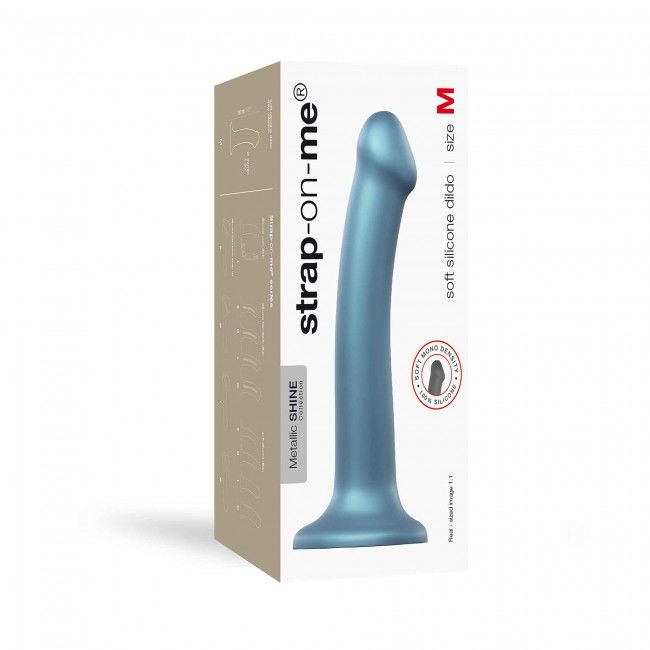 Strap-On-Me (Франція) Насадка для страпону Strap-On-Me Mono Density Dildo M Blue, діам. 3,3 см, одношаровий силікон, гнучк