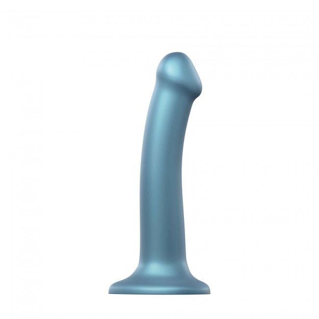 Strap-On-Me (Франція) Насадка для страпону Strap-On-Me Mono Density Dildo M Blue, діам. 3,3 см, одношаровий силікон, гнучк