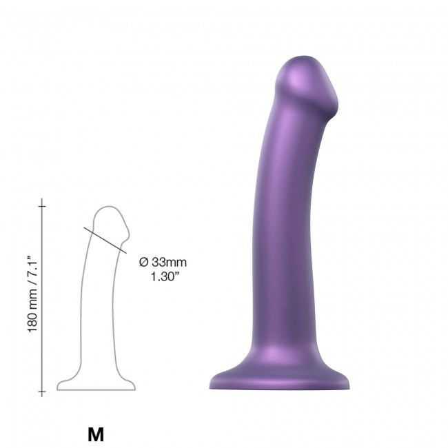 Strap-On-Me (Франція) Насадка для страпону Strap-On-Me Mono Density Dildo Violet M, діам. 3,3 см, одношаровий силікон, гну
