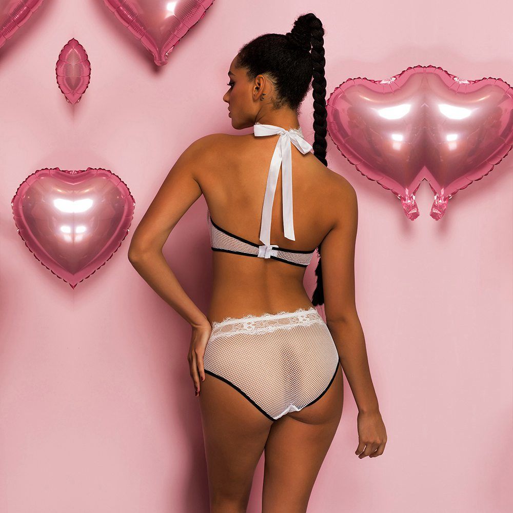 JSY (Китай) Мереживний еротичний комплект з топом One Size White
