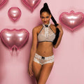 JSY (Китай) Мереживний еротичний комплект з топом One Size White