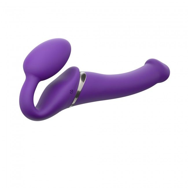 Strap-On-Me (Франція) Безремінний страпон з вібрацією Strap-On-Me Vibrating Violet M, діаметр 3,8 см, пульт ДК, регульований