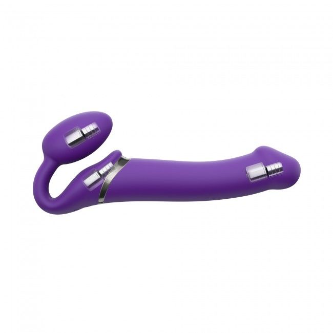 Strap-On-Me (Франція) Безремінний страпон з вібрацією Strap-On-Me Vibrating Violet M, діаметр 3,8 см, пульт ДК, регульований