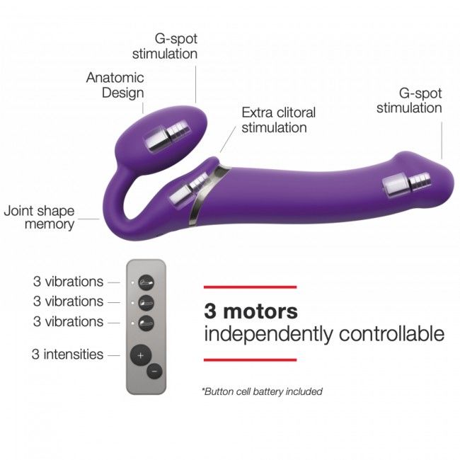 Strap-On-Me (Франція) Безремінний страпон з вібрацією Strap-On-Me Vibrating Violet XL, діам. 4,7см, пульт ДК, регульований