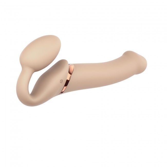 Strap-On-Me (Франція) Безремінний страпон з вібрацією Strap-On-Me Vibrating Flesh L, діаметр 4,2 см, пульт ДК, регульований
