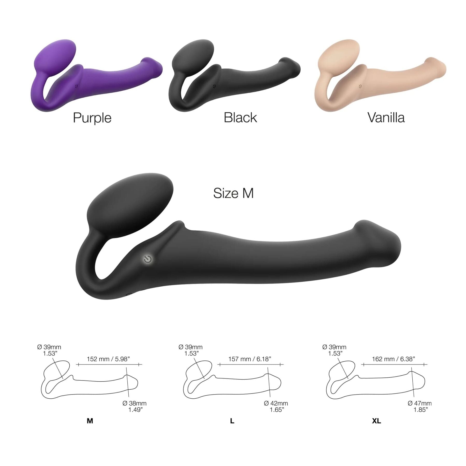 Strap-On-Me (Франція) Безремінний страпон з вібрацією Strap-On-Me Vibrating Flesh L, діаметр 4,2 см, пульт ДК, регульований