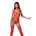 Passion (Польща) Ажурний бодістокінг з імітацією панчіх Passion BS074 red