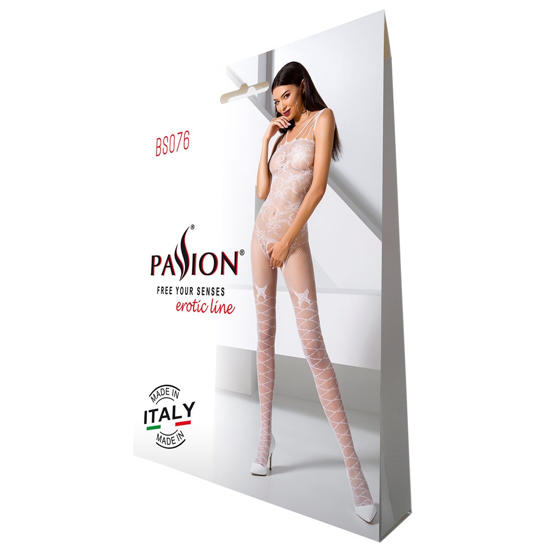 Passion (Польща) Ажурний бодістокінг з інтимними вирізами Passion BS076 white