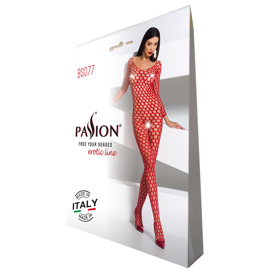 Passion (Польща) Бодістокінг з великою сіткою Passion BS077 red