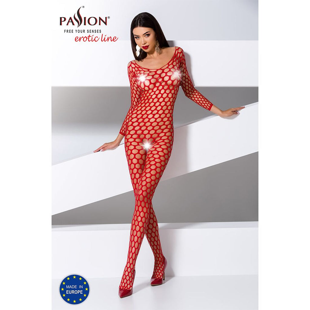 Passion (Польща) Бодістокінг з великою сіткою Passion BS077 red
