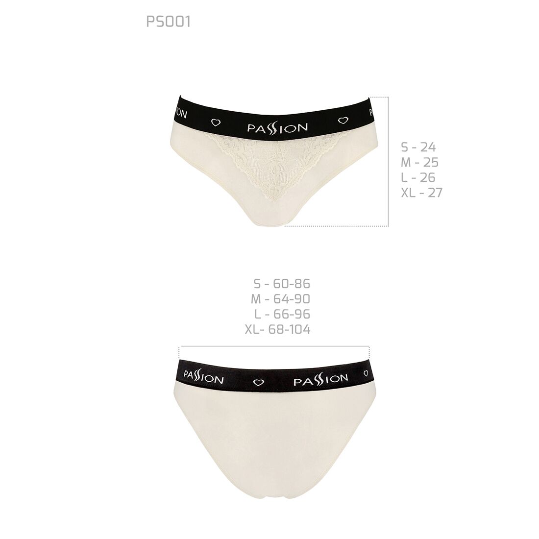 Passion (Польща) Трусики з широкою гумкою і мереживом Passion PS001 PANTIES L, ecru