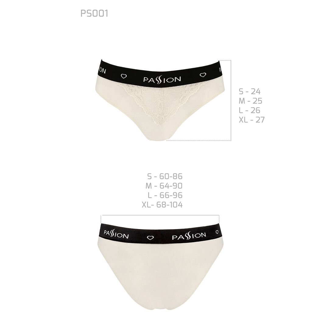 Passion (Польща) Трусики з широкою гумкою і мереживом Passion PS001 PANTIES S, ecru