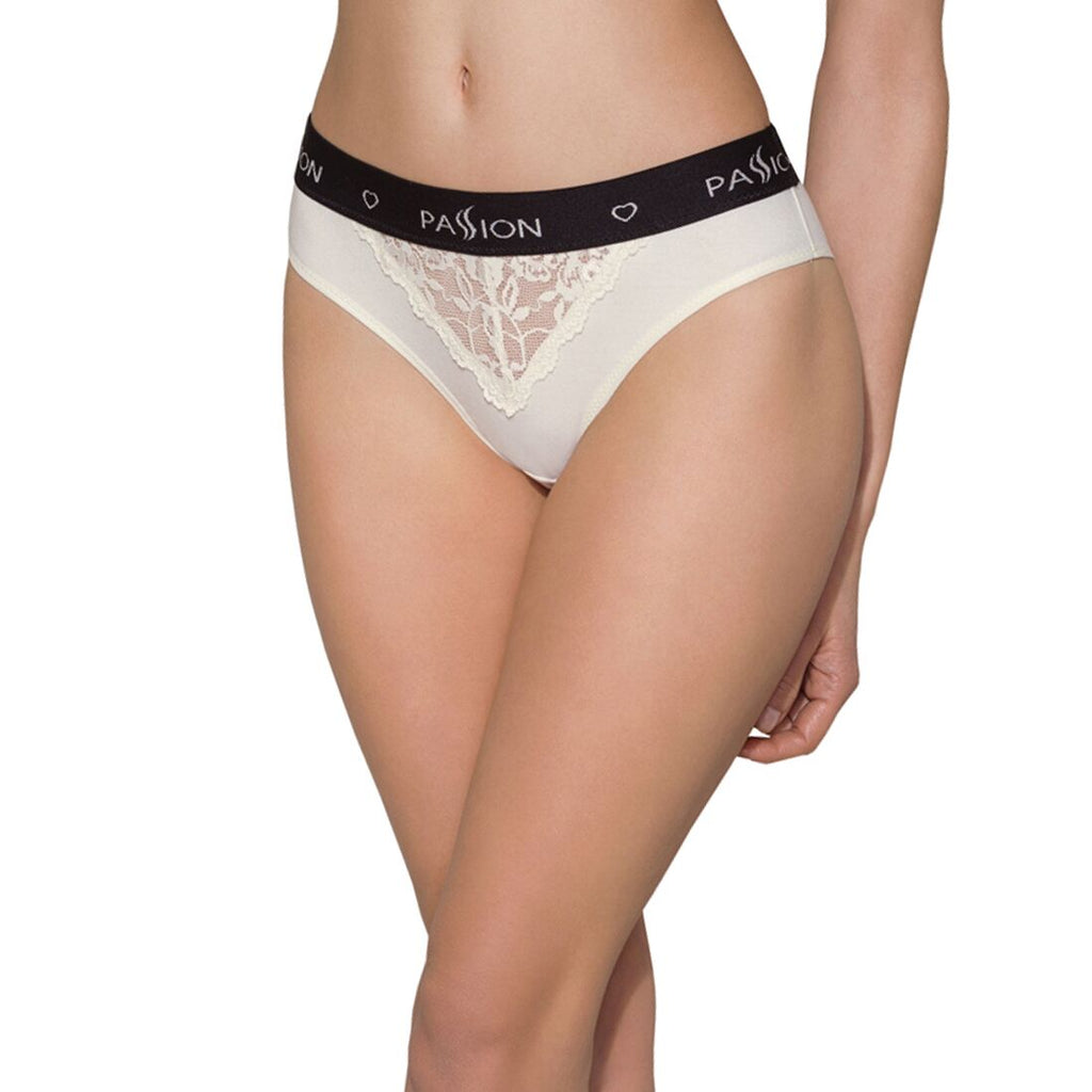 Passion (Польща) Трусики з широкою резинкою і мереживом Passion PS001 PANTIES XL, ecru