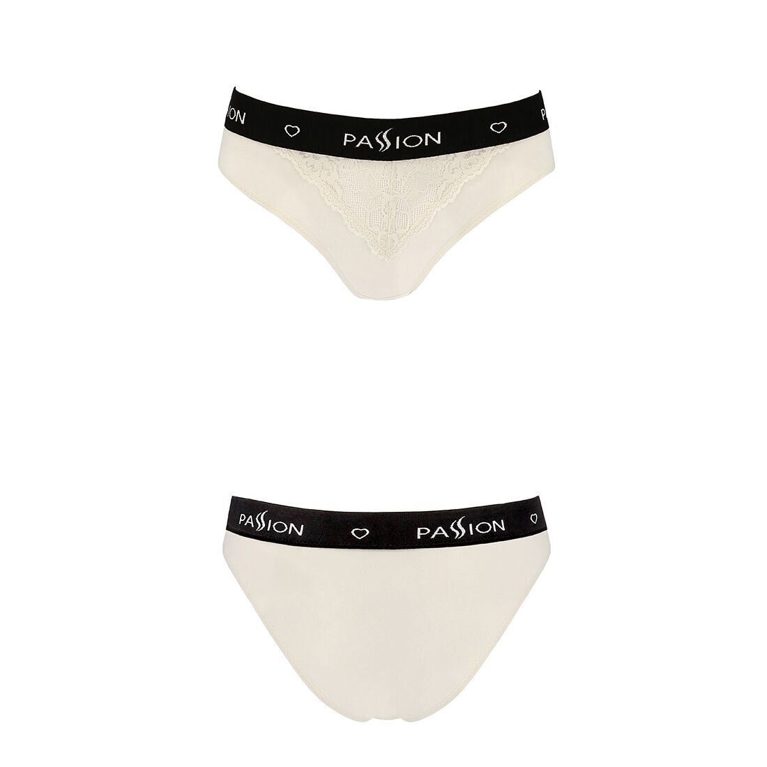 Passion (Польща) Трусики з широкою резинкою і мереживом Passion PS001 PANTIES XL, ecru