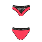 Трусики з широкою гумкою і мереживом Passion PS001 PANTIES S, red-black
