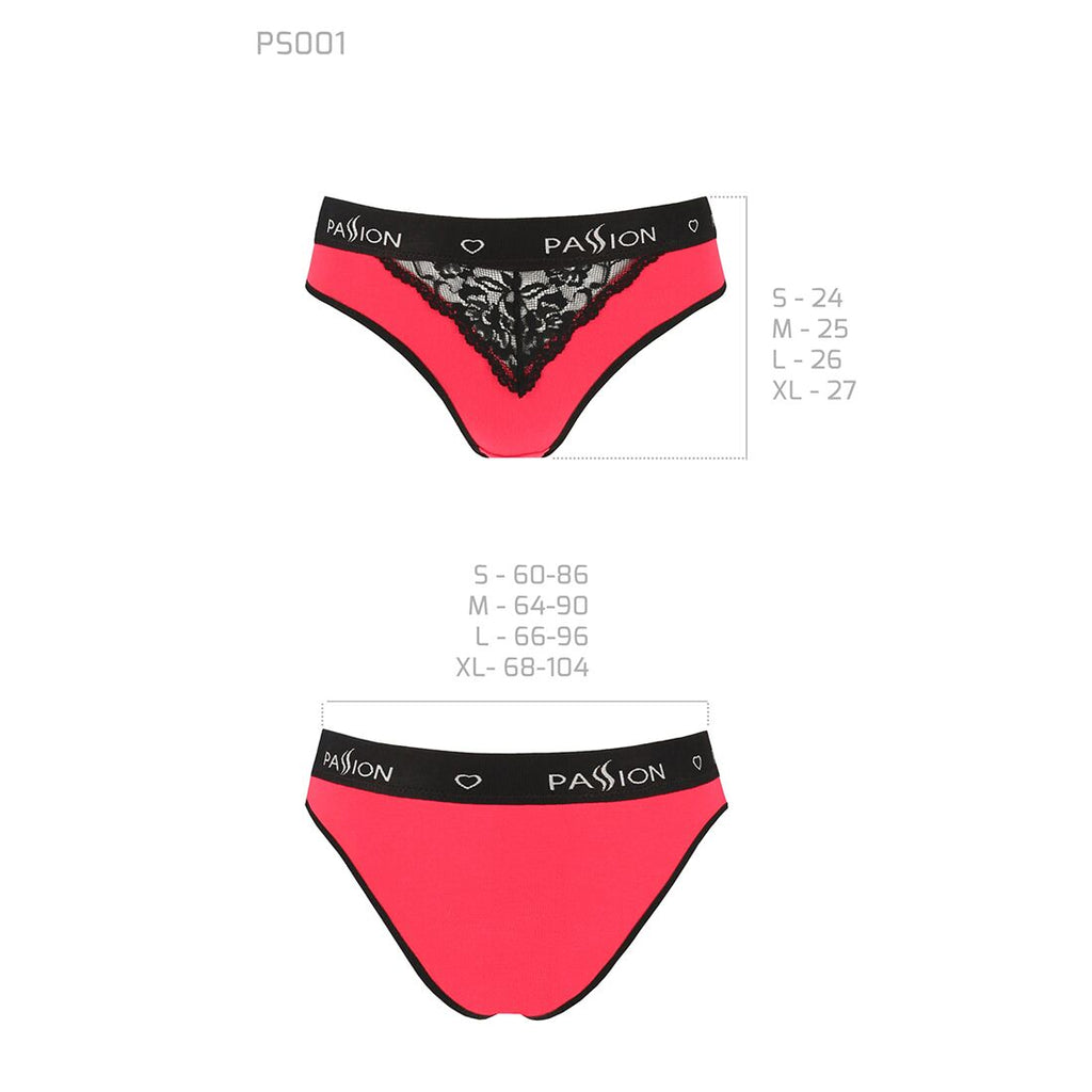 Passion (Польща) Трусики з широкою гумкою і мереживом Passion PS001 PANTIES S, red-black
