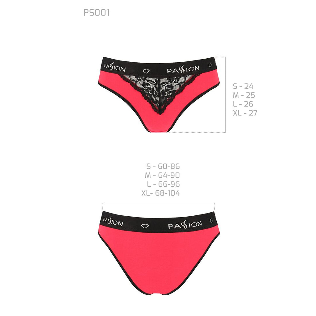 Passion (Польща) Трусики з широкою резинкою і мереживом Passion PS001 PANTIES XL, red-black