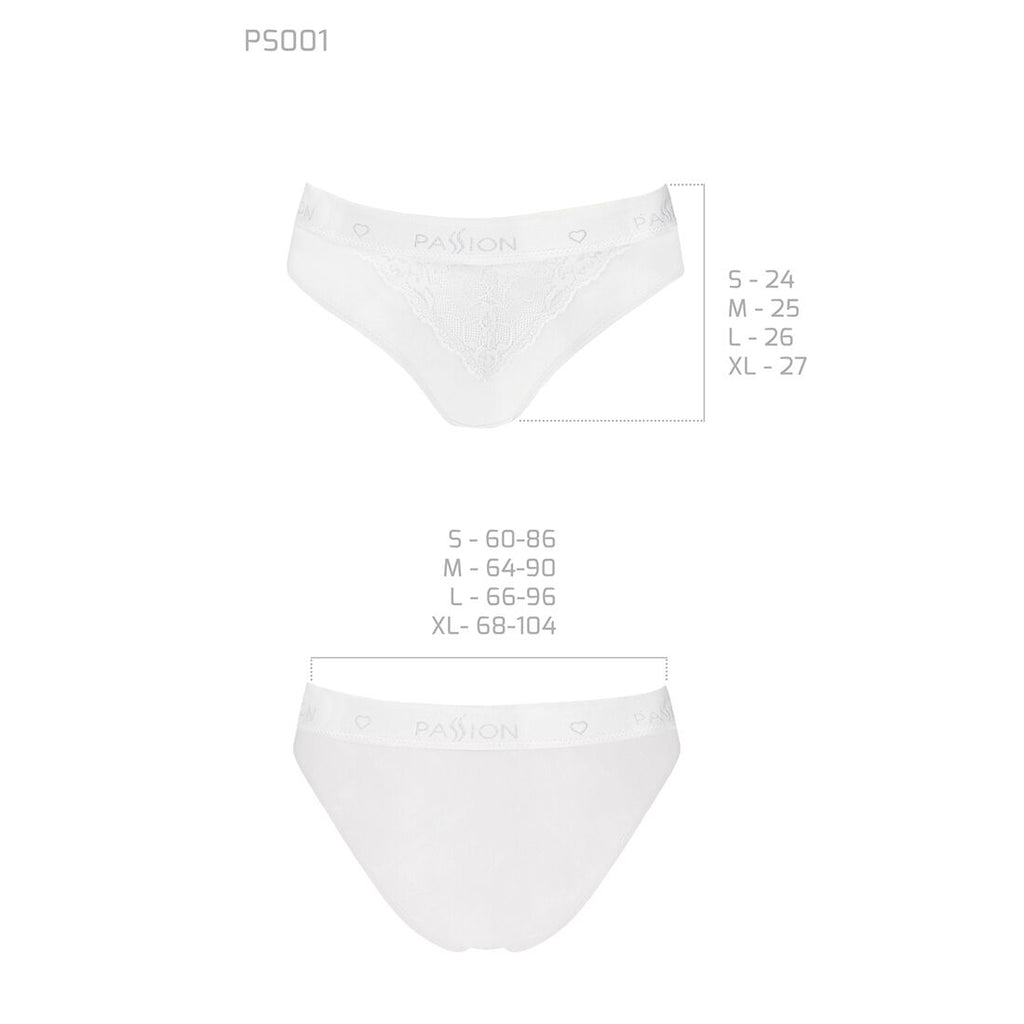Passion (Польща) Трусики з широкою гумкою і мереживом Passion PS001 PANTIES XL, white