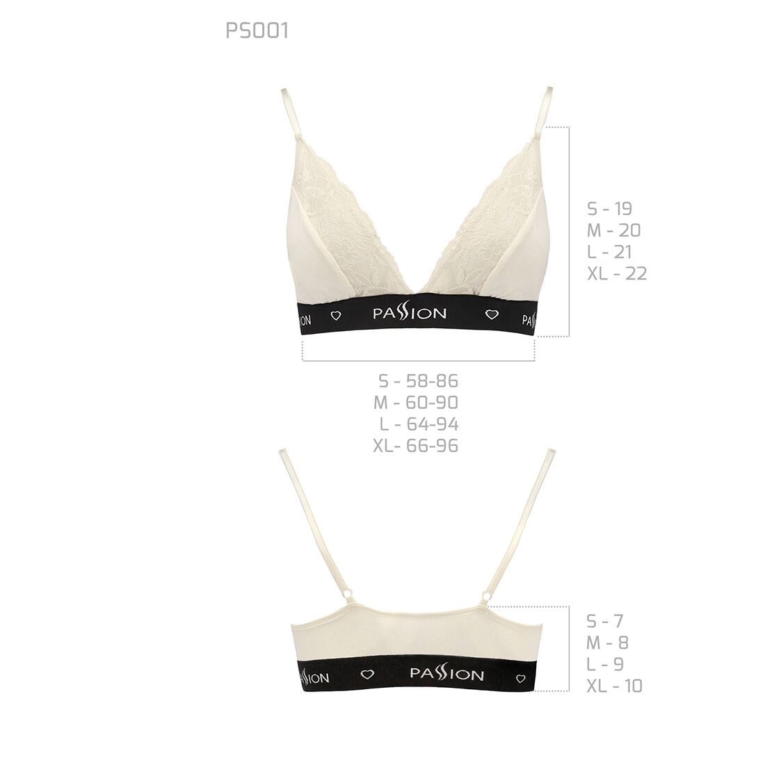 Passion (Польща) Еластичний топ з мереживом Passion PS001 TOP L, ecru