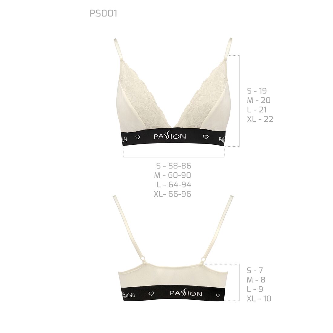 Passion (Польща) Еластичний топ з мереживом Passion PS001 TOP M, ecru