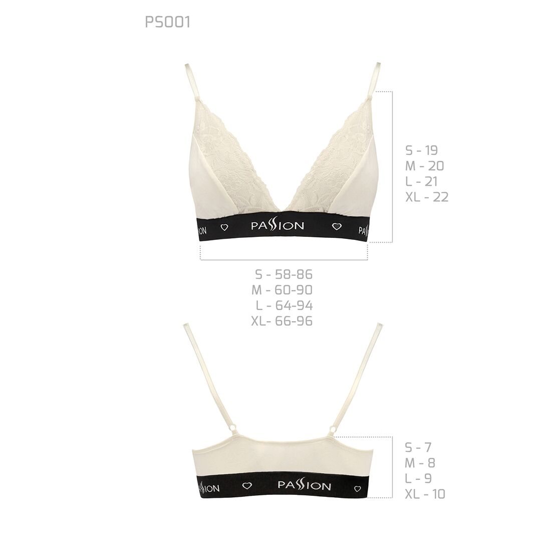 Passion (Польща) Еластичний топ з мереживом Passion PS001 TOP S, ecru