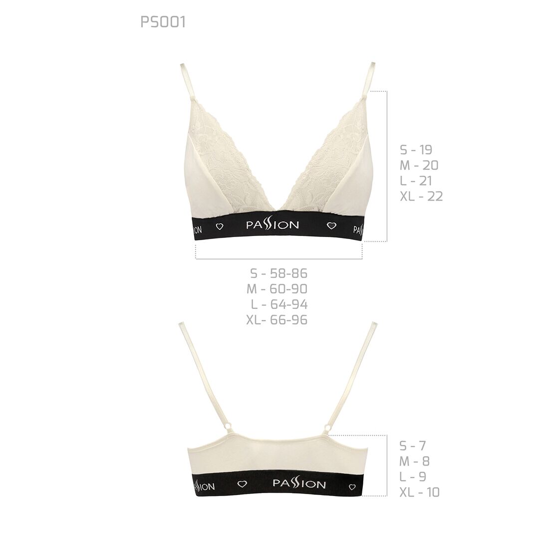 Passion (Польща) Еластичний топ з мереживом Passion PS001 TOP XL, ecru