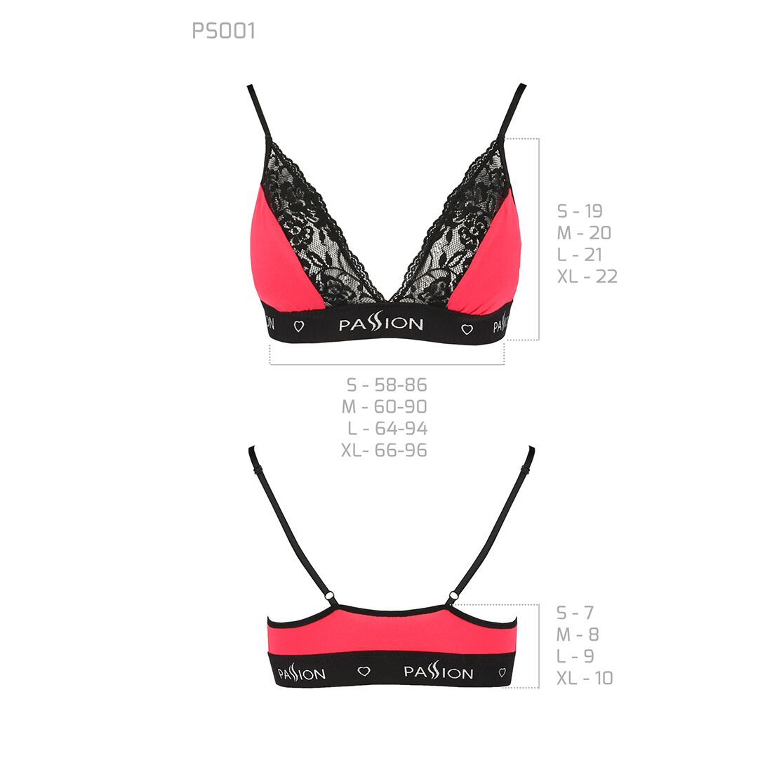 Passion (Польща) Еластичний топ з мереживом Passion PS001 TOP L, red-black