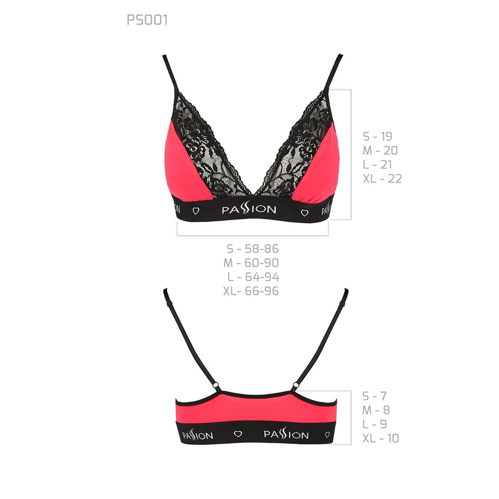 Passion (Польща) Еластичний топ з мереживом Passion PS001 TOP M, red-black