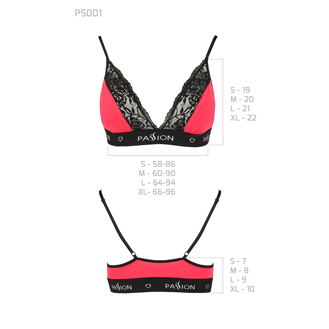 Passion (Польща) Еластичний топ з мереживом Passion PS001 TOP S, red-black